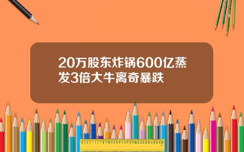 20万股东炸锅600亿蒸发3倍大牛离奇暴跌
