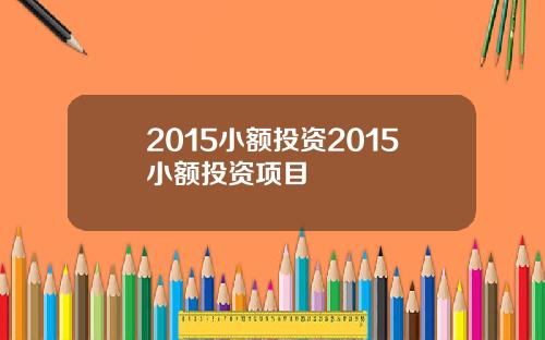 2015小额投资2015小额投资项目