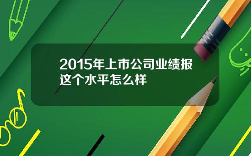 2015年上市公司业绩报这个水平怎么样