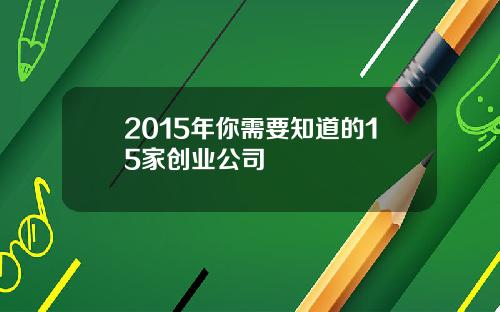 2015年你需要知道的15家创业公司