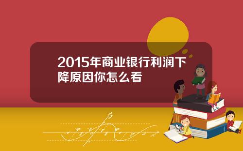 2015年商业银行利润下降原因你怎么看