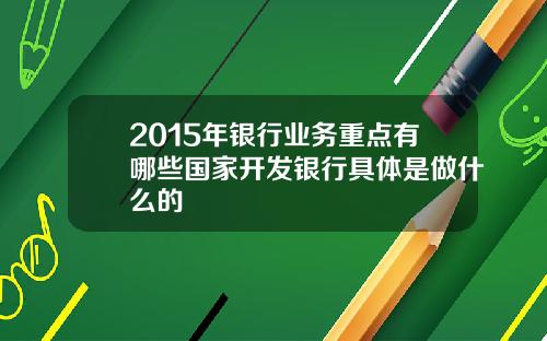 2015年银行业务重点有哪些国家开发银行具体是做什么的