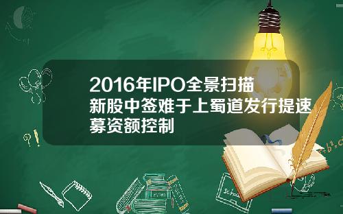 2016年IPO全景扫描新股中签难于上蜀道发行提速募资额控制