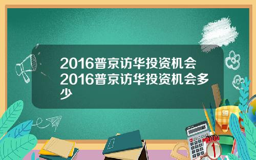 2016普京访华投资机会2016普京访华投资机会多少