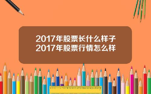 2017年股票长什么样子2017年股票行情怎么样
