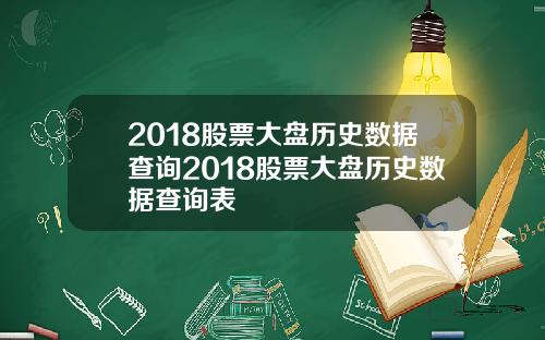 2018股票大盘历史数据查询2018股票大盘历史数据查询表