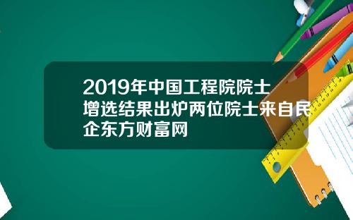 2019年中国工程院院士增选结果出炉两位院士来自民企东方财富网