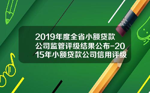2019年度全省小额贷款公司监管评级结果公布-2015年小额贷款公司信用评级方法
