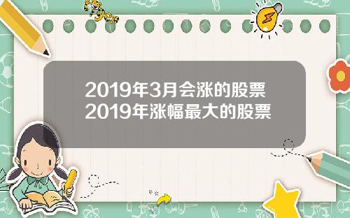2019年3月会涨的股票2019年涨幅最大的股票