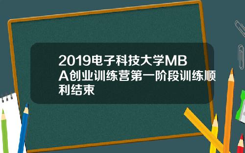 2019电子科技大学MBA创业训练营第一阶段训练顺利结束