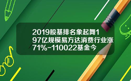 2019股基排名象起舞197亿规模易方达消费行业涨71%-110022基金今日净值