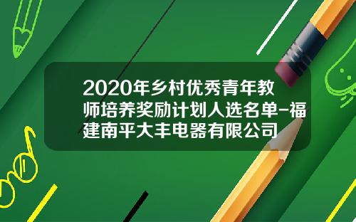 2020年乡村优秀青年教师培养奖励计划人选名单-福建南平大丰电器有限公司