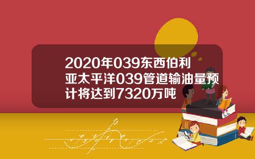 2020年039东西伯利亚太平洋039管道输油量预计将达到7320万吨
