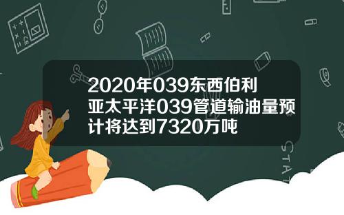 2020年039东西伯利亚太平洋039管道输油量预计将达到7320万吨