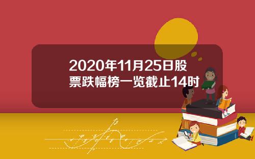 2020年11月25日股票跌幅榜一览截止14时