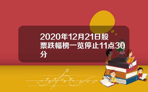 2020年12月21日股票跌幅榜一览停止11点30分