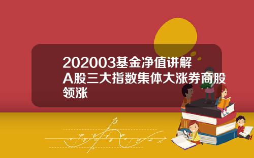 202003基金净值讲解A股三大指数集体大涨券商股领涨