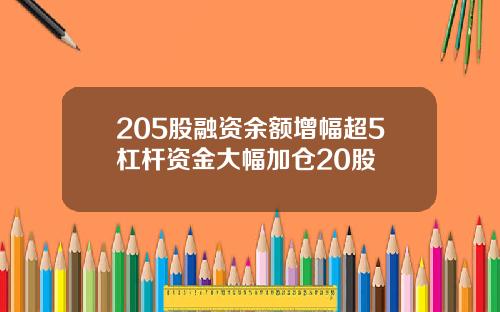 205股融资余额增幅超5杠杆资金大幅加仓20股