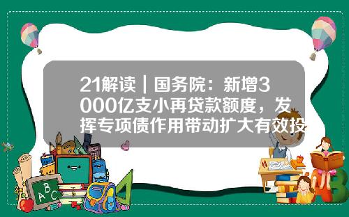 21解读｜国务院：新增3000亿支小再贷款额度，发挥专项债作用带动扩大有效投资_1