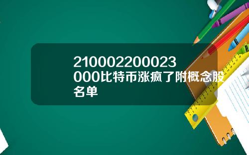 210002200023000比特币涨疯了附概念股名单