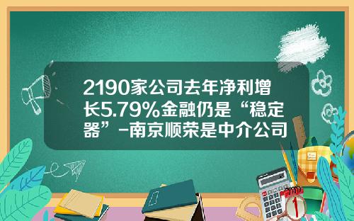 2190家公司去年净利增长5.79%金融仍是“稳定器”-南京顺荣是中介公司