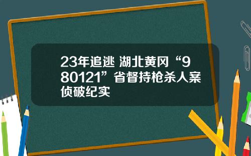 23年追逃 湖北黄冈“980121”省督持枪杀人案侦破纪实
