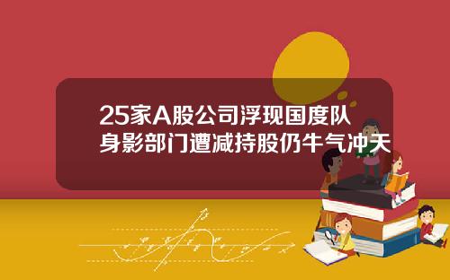 25家A股公司浮现国度队身影部门遭减持股仍牛气冲天