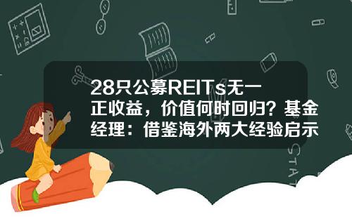 28只公募REITs无一正收益，价值何时回归？基金经理：借鉴海外两大经验启示！-公募基金倒闭