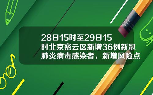 28日15时至29日15时北京密云区新增36例新冠肺炎病毒感染者，新增风险点位公布