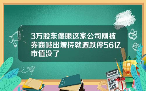 3万股东傻眼这家公司刚被券商喊出增持就遭跌停56亿市值没了