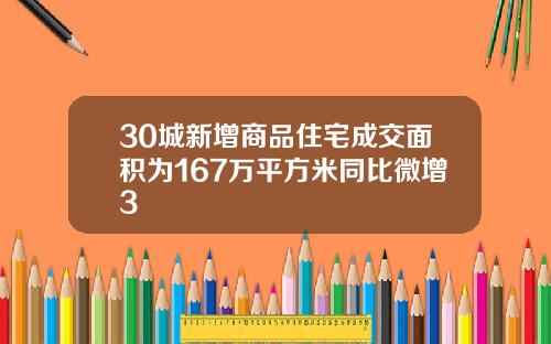 30城新增商品住宅成交面积为167万平方米同比微增3