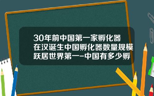 30年前中国第一家孵化器在汉诞生中国孵化器数量规模跃居世界第一-中国有多少孵化器