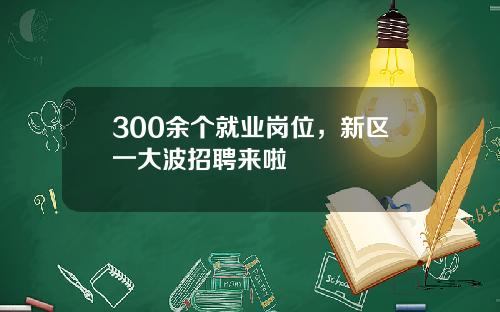 300余个就业岗位，新区一大波招聘来啦