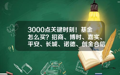 3000点关键时刻！基金怎么买？招商、博时、嘉实、平安、长城、诺德、创金合信七家基金专业买手最新研判-基金应该怎么买