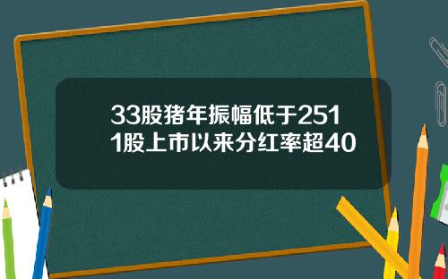 33股猪年振幅低于2511股上市以来分红率超40