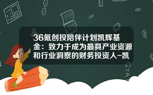 36氪创投陪伴计划凯辉基金：致力于成为最具产业资源和行业洞察的财务投资人-凯辉基金胡