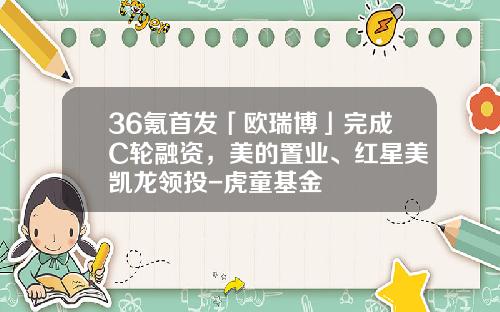 36氪首发「欧瑞博」完成C轮融资，美的置业、红星美凯龙领投-虎童基金