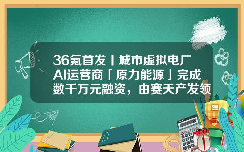 36氪首发丨城市虚拟电厂AI运营商「原力能源」完成数千万元融资，由赛天产发领投-再升科技基金