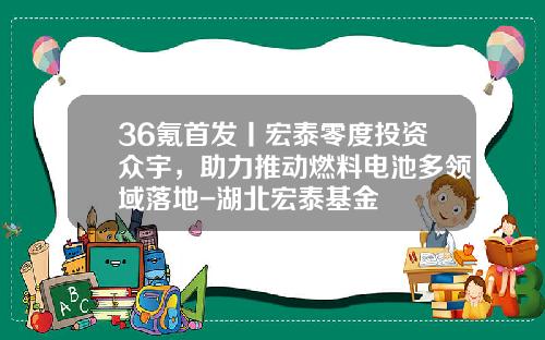 36氪首发丨宏泰零度投资众宇，助力推动燃料电池多领域落地-湖北宏泰基金