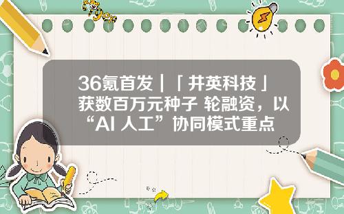 36氪首发｜「井英科技」获数百万元种子+轮融资，以“AI+人工”协同模式重点布局海外广告短视频创作市场-小苗基金