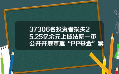 37306名投资者损失25.25亿余元上城法院一审公开开庭审理“PP基金”案-pp基金排名
