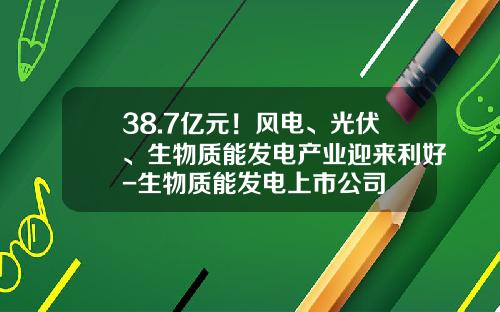 38.7亿元！风电、光伏、生物质能发电产业迎来利好-生物质能发电上市公司