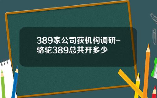 389家公司获机构调研-骆驼389总共开多少