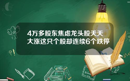 4万多股东焦虑龙头股天天大涨这只个股却连续6个跌停