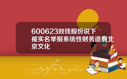 600623双钱股份说下被实名举报系统性财务造假北京文化