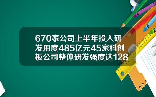 670家公司上半年投入研发用度485亿元45家科创板公司整体研发强度达1281