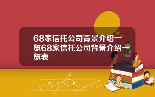 68家信托公司背景介绍一览68家信托公司背景介绍一览表