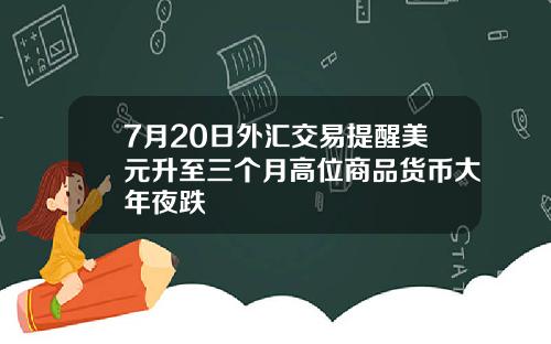 7月20日外汇交易提醒美元升至三个月高位商品货币大年夜跌