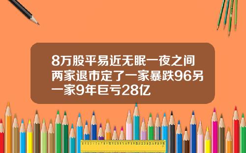 8万股平易近无眠一夜之间两家退市定了一家暴跌96另一家9年巨亏28亿