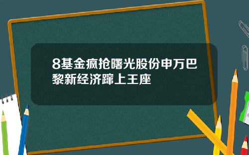 8基金疯抢曙光股份申万巴黎新经济蹿上王座
